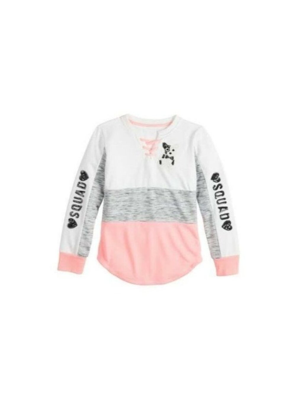 Miss Chievous Girls Lace Up Pullover Coral Gray White Shirt Size Small